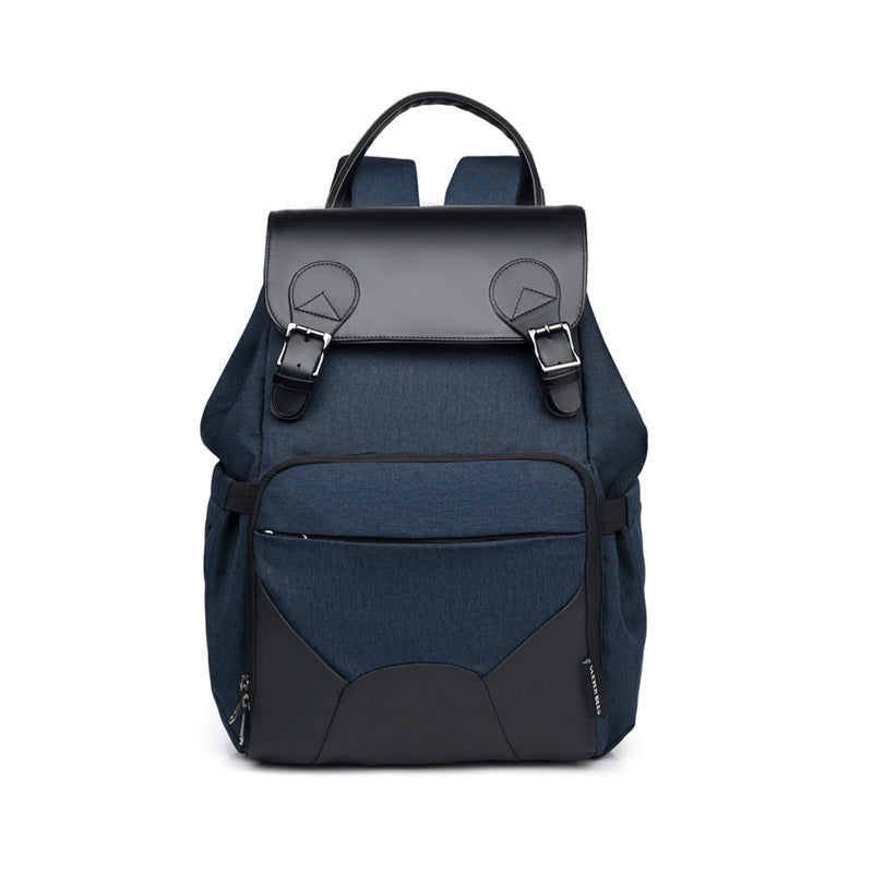 Oxford & Leather Mommy Backpack – Multifunctional Double-Shoulder Diaper Bag