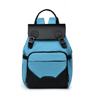 Oxford & Leather Mommy Backpack – Multifunctional Double-Shoulder Diaper Bag