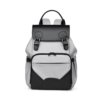 Oxford & Leather Mommy Backpack – Multifunctional Double-Shoulder Diaper Bag