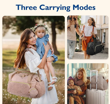Striped Mommy Handbag – Large Capacity Travel Tote Bag for Moms